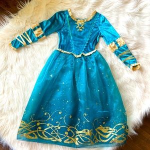 DISNEY PIXAR BRAVE MOVIE PRINCESS MERIDA GLITTERY DRESS COSTUME SIZE 10